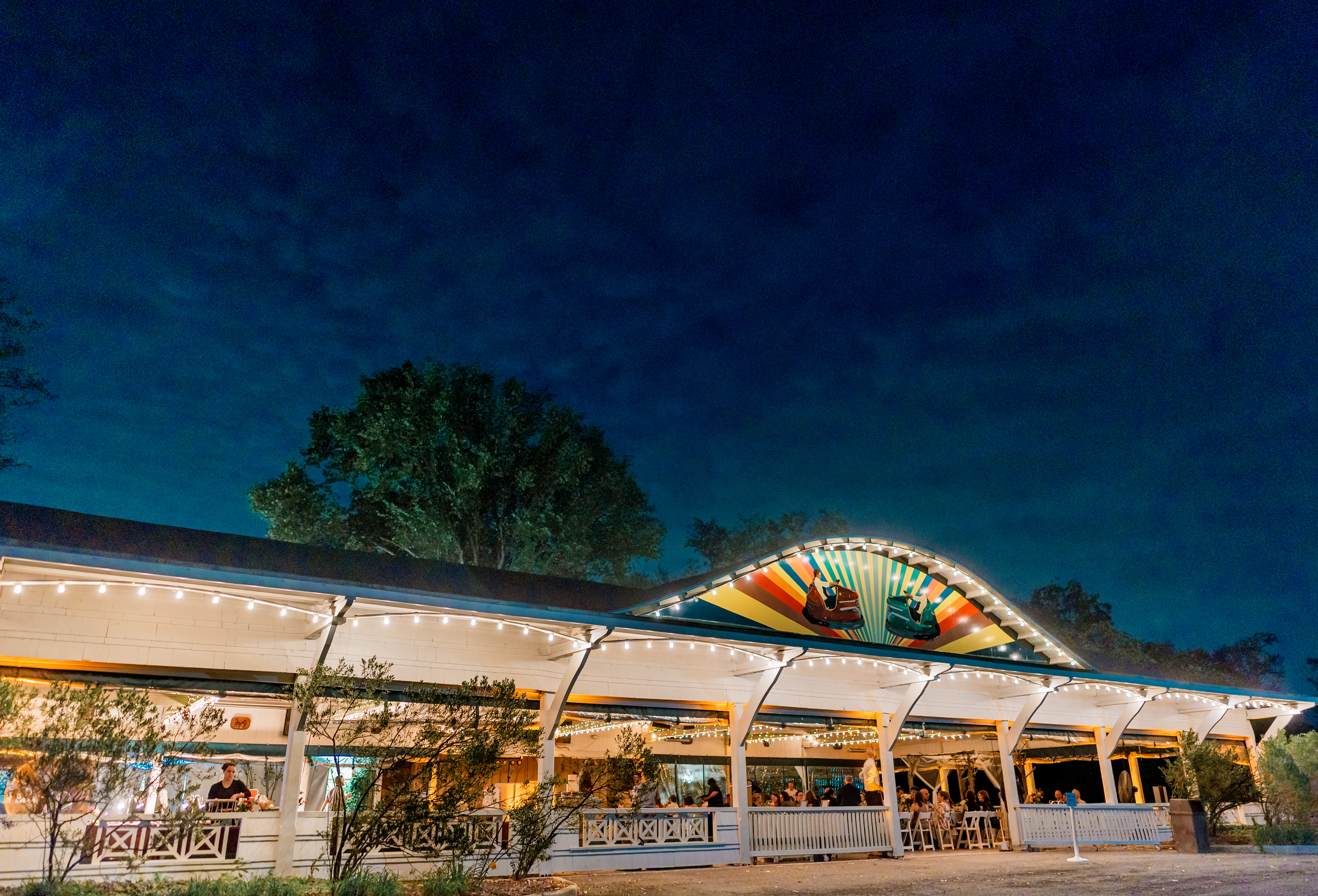 Glen Echo Park Bumper Car Pavilion at night
