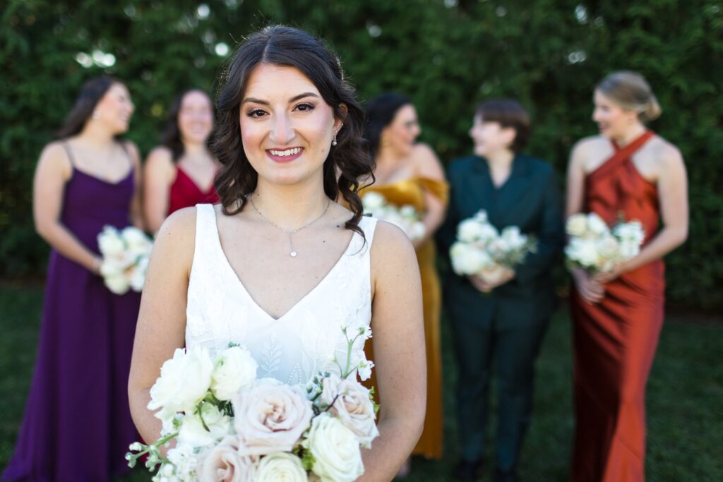 Bride portraits with her bridal party.