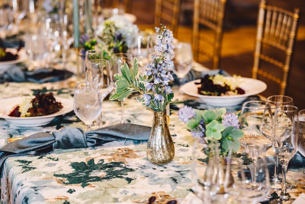 A wedding table scape at the Intercontinental DC Wharf Hotel.