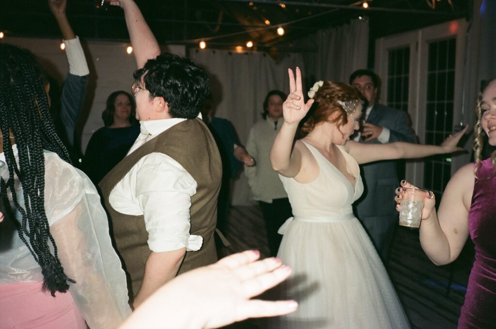 Newlyweds dancing at their reception